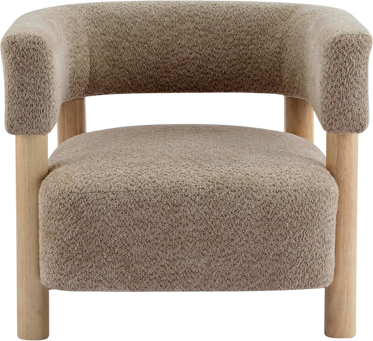 Low Profile BoucleFabric Accent Chair LightCamelTone