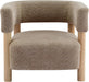 Low Profile BoucleFabric Accent Chair LightCamelTone