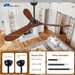 72 Inch Walnut Ceiling Fan Remote Dimmable Lighting Kit