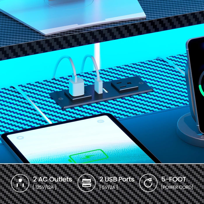 79 Inch Gaming Desk With LED Lights And Storage - ShipItFurniture