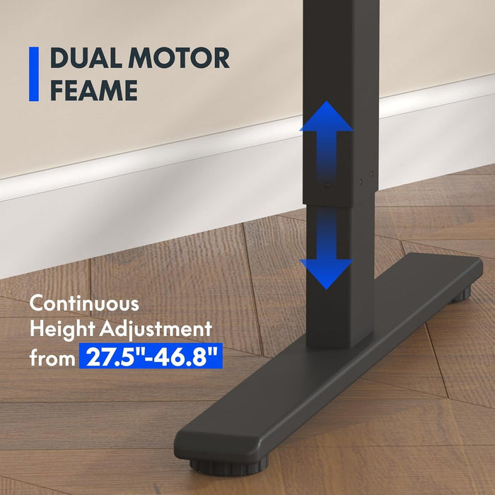 79 X 32 Inch Dual Motor Standing Desk, Computer Desk with Memory Controller, Home Office Desk with Splice Board (Black Frame + 79" Black Desktop, 2 Packages) - ShipItFurniture