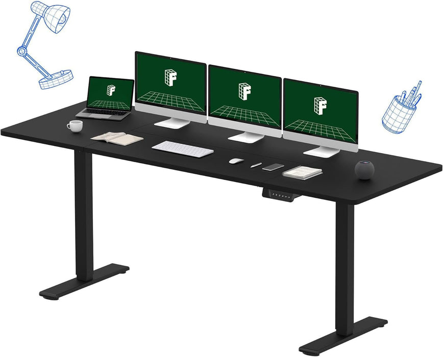 79 X 32 Inch Dual Motor Standing Desk, Computer Desk with Memory Controller, Home Office Desk with Splice Board (Black Frame + 79" Black Desktop, 2 Packages) - ShipItFurniture