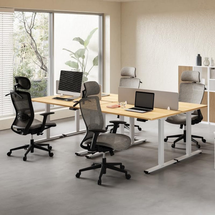 79 X 32 Inch Dual Motor Standing Desk, Computer Desk with Memory Controller, Home Office Desk with Splice Board (Black Frame + 79" Black Desktop, 2 Packages) - ShipItFurniture