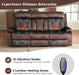 Electric Power Reclining Sofa Set - 3-Seater with Flip-Top Console & Massage Heat, Faux Leather Dual Recliner with USB Ports & Storage, Perfect for Living Room Comfort & Convenience (Brown)