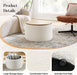 Round Ottoman with Storage, Boucle Ottoman Coffee Table with Wooden Lid, Storage Footrest Stool for Bedroom, Upholstered Vantity Stool for Living Room, White