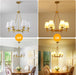 Gold Chandelier with White Shades, 6-Light Modern Farmhouse Chandeliers for Dining Room, Rustic round Hanging Light Fixture for Kitchen Island Bedroom Office Living Room Entryway