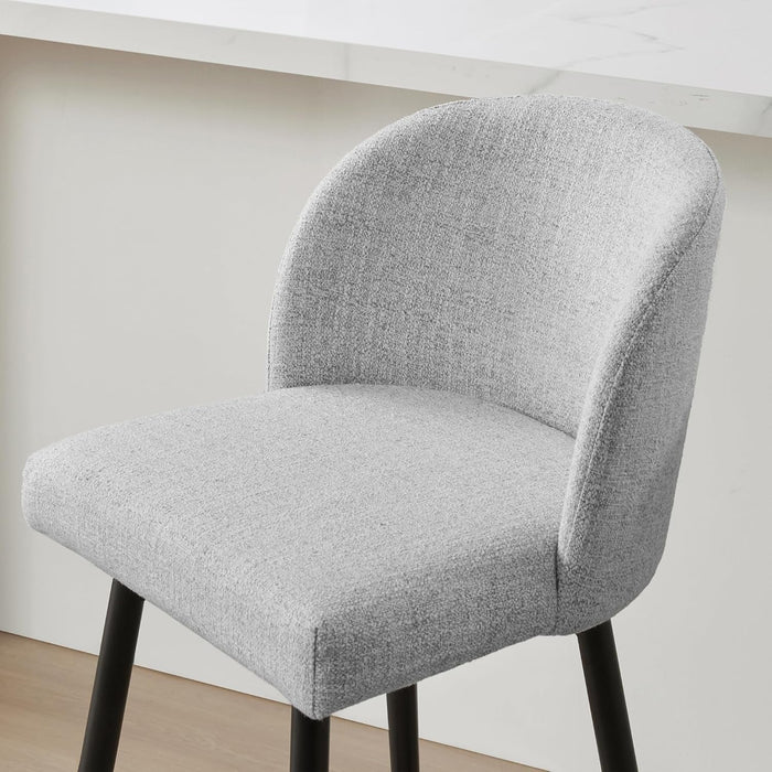 Counter Height Bar Stools Set of 3, 360° Swivel Upholstered Barstools with Backs and Metal Legs, 26" H Seat Height, Fabric in White (Multi-Colored)