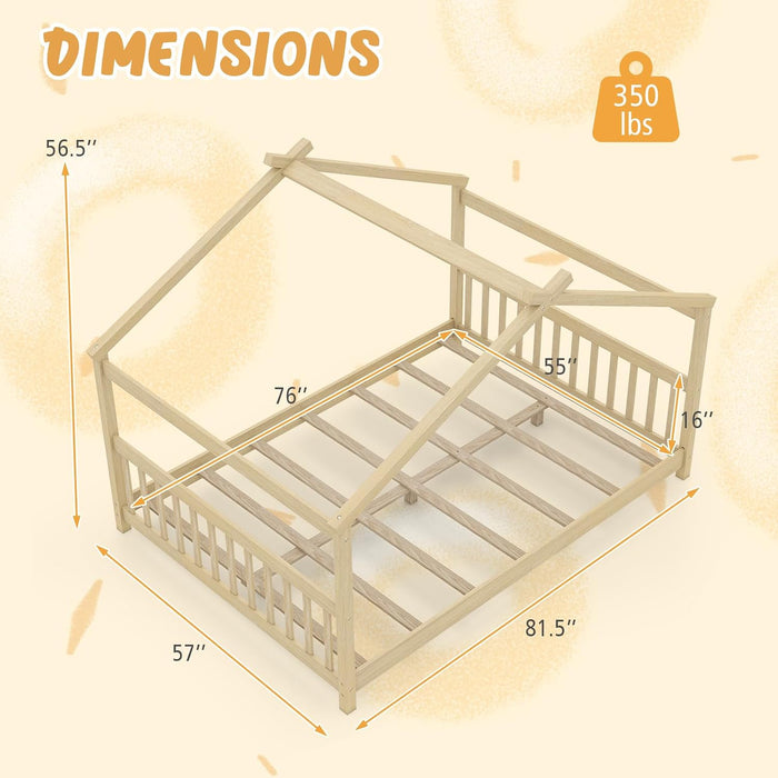 Full Size Premium Solidwood House Bedframe Rooftop