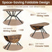 Folding Dining Table for 4, 47" round Kitchen Table for Small Space | Drop Leaf Kitchen Table W/Sturdy Metal Frame, Space-Saving Expandable Dinner Table for Dinette, Living Room, Apartment, Brown