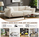Sherpa Plush 87Inches SnowWhite Upholstered DeepSeat Sofa