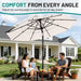 9Ft 3-Tier Patio Umbrellas, Outdoor Umbrella with 8 Sturdy Ribs UV Protection Windproof, Market Table Umbrella W/Push Button Tilt & Crank for Pool, Porch, Deck, Garden(Cream White)