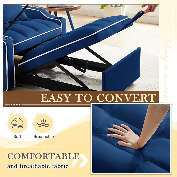 Blue Convertible Sleeper Chair Sofa Bed Apartments