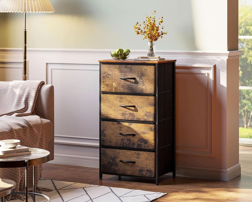 short dresser for bedroom Compact Bedroom Dresser With 4 Drawers And Wood Top Steel Frame