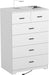 Dresser with Power Outlets Wooden 6 Drawer Dresser with Large Organizer White Tall Storage Organizer with Smooth Metal Rail Modern Chest of Drawers Closet for Bedroom Hallway