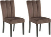 Jazmore Contemporary Velvet Upholstered High Back Dining Chair with Solid Wood Frame and Stitching Details, Set of 2, Dark Brown