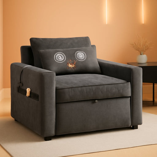 Light Grey Multifunctional Convertible Sofabed With Massage