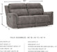 Next-Gen Durapella Power Reclining Sofa, USB, Extended Ottoman, Water Repellent Faux Leather, 80" W X 42" D X 42" H, Slate Gray