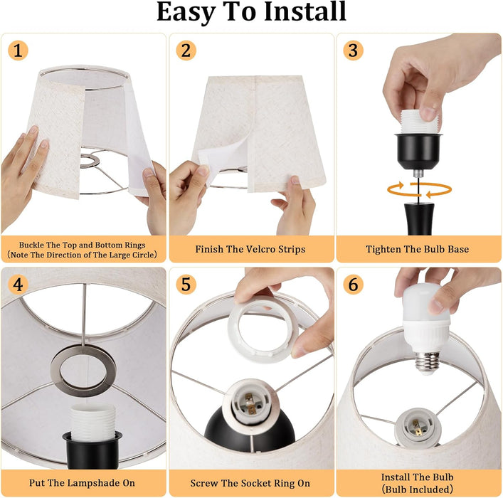 16.1" Touch Table Lamps for Nightstand, 3-Way Dimmable Small Bedroom Lamps for Night Stands, Black Bedside Lamps for Living Room, Kids Room, End Table