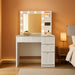 36Inch ElegantFluted White Vanity Desk With LEDMirror