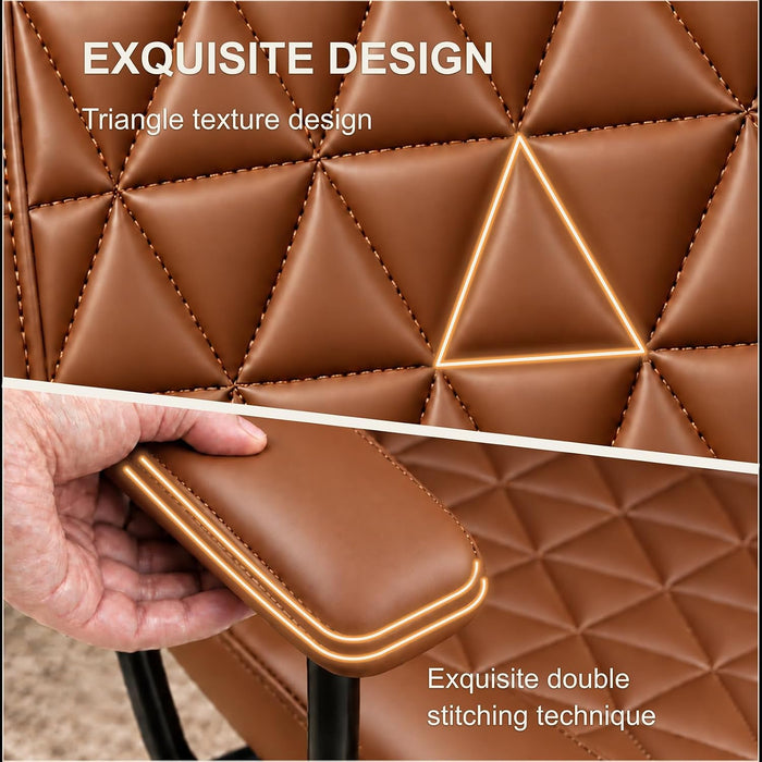 PU Leather Office Chair with Lumbar Support, Removable Arms, Brown