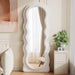 Full Length Mirror, 63"X24" Wavy Floor Mirror, Arched Standing Mirrors Full Length, Cloud Shaped Flannel Wall Mirror, Dressing Body Mirrors Hanging or Leaning against Wall for Bedroom (White)