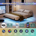 Floating Queen Bed Frame 14 Inch, Metal Platform Bed Frame with Smart LED Lights & Charging Station, Noise Free Storage Bed, No Box Spring Needed,Black