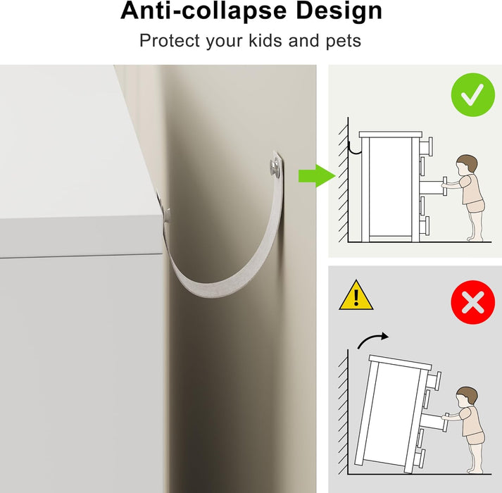 White 5-Drawer Dresser Storage Drawers 23.7 Inches