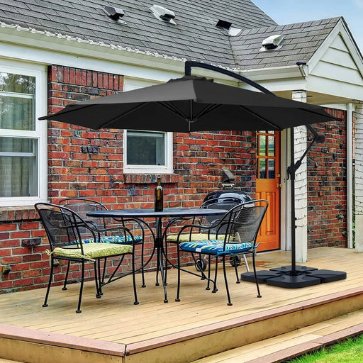 10Ft Heavy Duty Patio Hanging Offset Cantilever Patio Umbrella W/ Base Included, Black