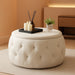 25 Inches Large round Storage Ottoman, Modern Upholstered Ottoman Coffee Table, Soft Velvet Surface, for Living Room, Bedroom, Classic Tufting, Cream