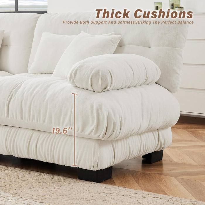 Modern Living Room Velvet Recliner Sofa, Loveseat Sofa for Apartment, Solid Wood Frame, Easy to Install (94.4 Inch,White)