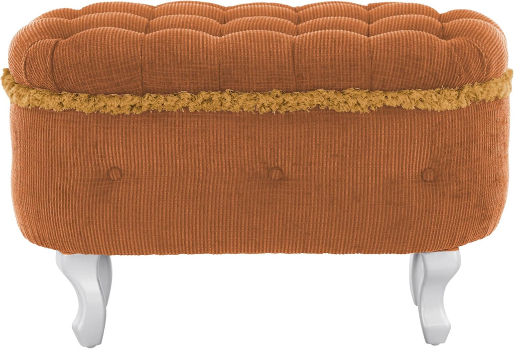 29.5" Ottoman with Storage Upholstered Foot Stools for Living Room,Bedroom,Entryway-Orange