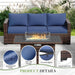 Oversized Outdoor Sectional Sofa Set with 44" Metal Fire Pit Table & Storage Coffee Table - Waterproof Wicker Patio Furniture Set, Modular Furniture with Removable Cushions (Navy)