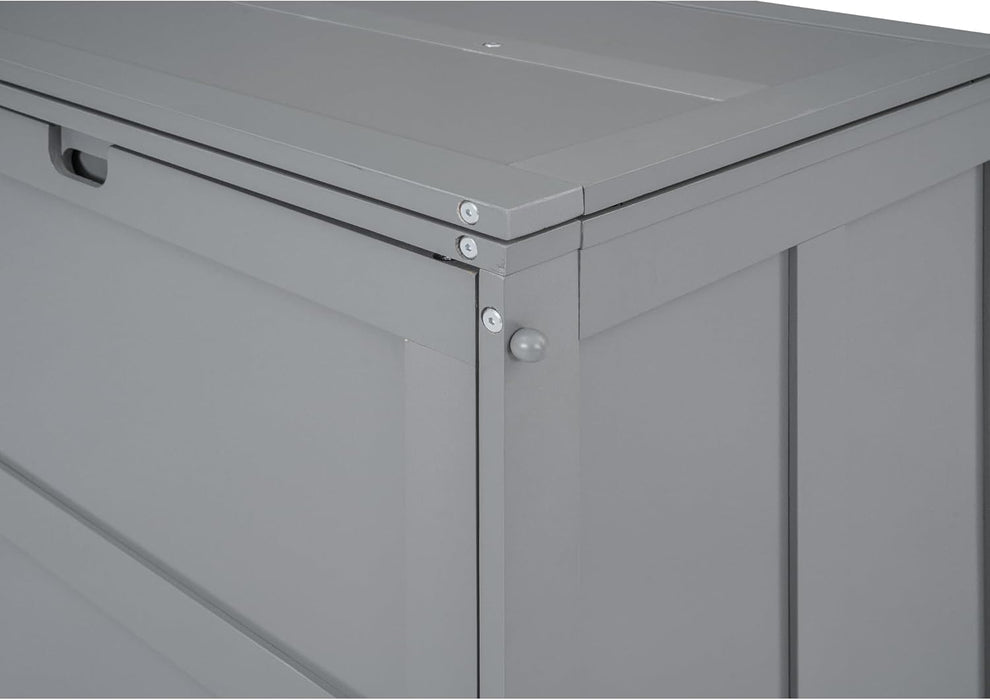 Murphy Bed Queen,Murphy Bed Cabinet W/Rotable Desk,Wood Hidden Wall Bed W/Storage Cabinet,Folding Bed Frame for Guest Room,Bedroom,Living Room,Gray