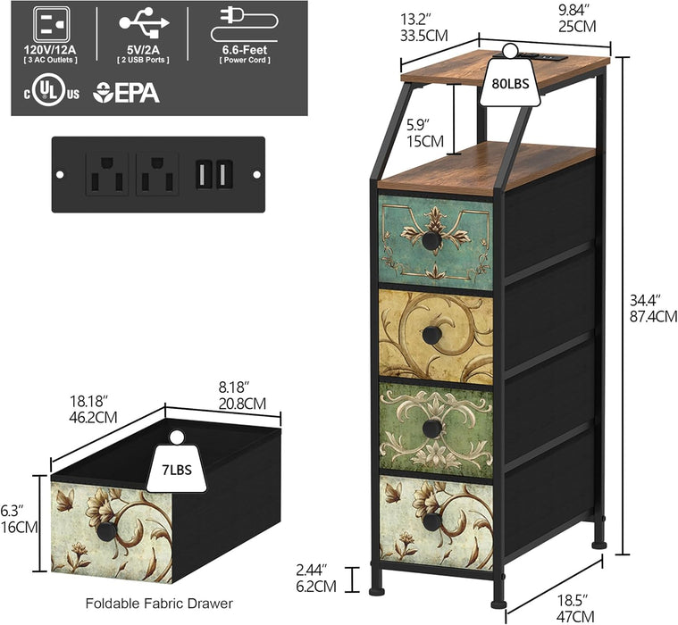 Narrow Tall Dresser With Integrated Charging Station