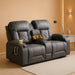 Loveseat Recliner Sofa, Home Theater Seating with Center Console, Reclining Loveseat RV Couch with USB Ports & Phone Holders, Wall Hugger RV Sofa Furniture with Storage & Pocket