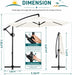 Large 9FT Offset Patio Umbrella with Cantilever Crank & Infinite Tilt, Heavy Duty Outdoor Hanging Umbrella with Cross Base for Backyard, Deck, Poolside