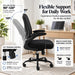 Ergonomic Office Chair with 90° Flip-Up Armrests and Adjustable Lumbar Support, Mid-Back Breathable Mesh Home Office Chair with 3.15” Thick Seat Cushion, 300Lbs Weight Capacity, 1PC, Black