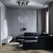 Compact Chrome Crystal Chandelier Flush Mount Fixture