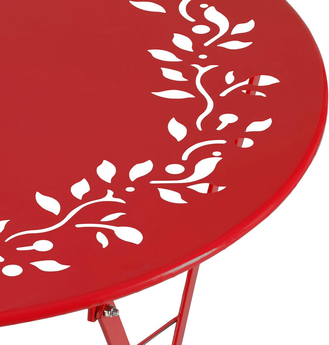 Indoor/Outdoor 3-Piece Bistro Set Folding Table and Chairs Patio Seating, Red