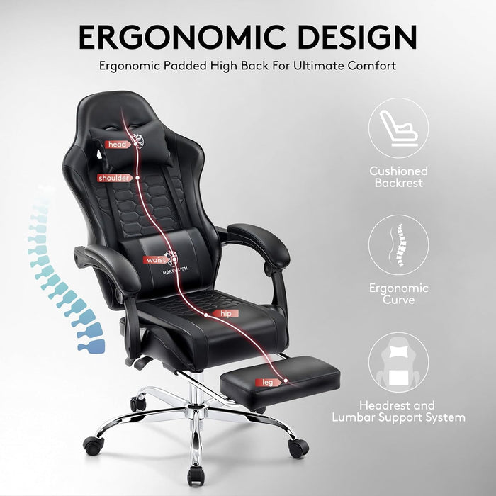 Gaming Chair,Computer Office Chair with Massage,Gel Pad,Black