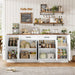 71” Large Buffet Cabinet with Storage, Sideboard Buffet Cabinet with Adjustable Shelves and 6 Soft-Close Doors, Wood Coffee Bar Console Table for Kitchen, Dining Room, White | 6 Soft-Close Doors, Sideboard Wood Coffee Bar Console Table for Kitchen, Dining Room (White)