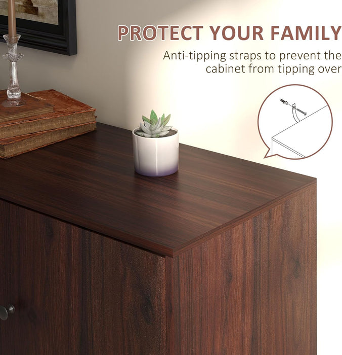 Sideboard Buffet Cabinet, with 2 Cupboards, 3 Drawers and Adjustable Shelves, Coffee Bar Cabinet for Living Room, Entryway, Rustic Brown