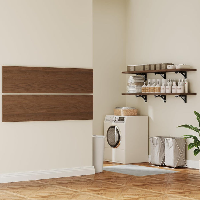 48" Floating Folding Shelves, Set of 2, Wall Mount, Solid Wood Shelf