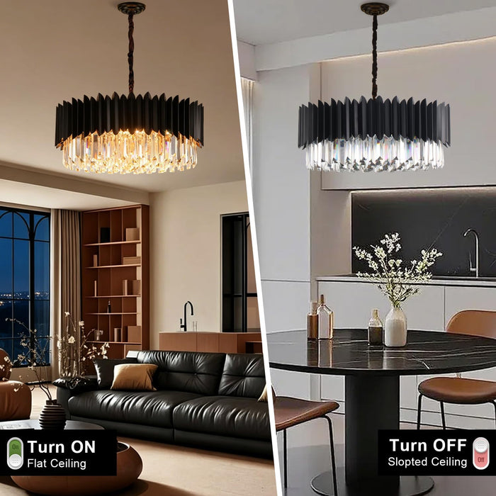 Premium Elegant Black 24 Inches Crystal Chandeliers