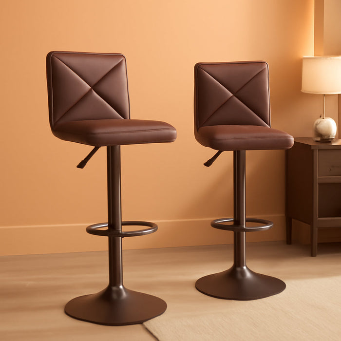 Counter Height Bar Stools Set of 2 PU Leather Modern Height Adjustable Swivel Barstools Hydraulic Chair Bar Stools