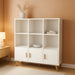 11-Cube Bookcase with Doors, 3-Tier Storage Cabient, Warm White | Solid Wood Legs and Door Handles, Cubby Shelf with 4 Doors, Fits 11×11" Bins for Home & Office