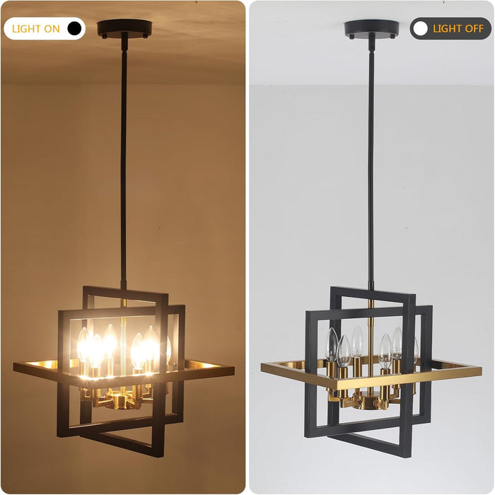 Black Gold Six Light Geometric Industrial Chandelier