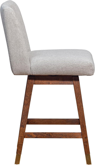 Basila Modern Farmhouse 26" Seat Height Swivel Bar Stool for Kitchen Island Counter in Brown Oak Wood with Taupe Fabric