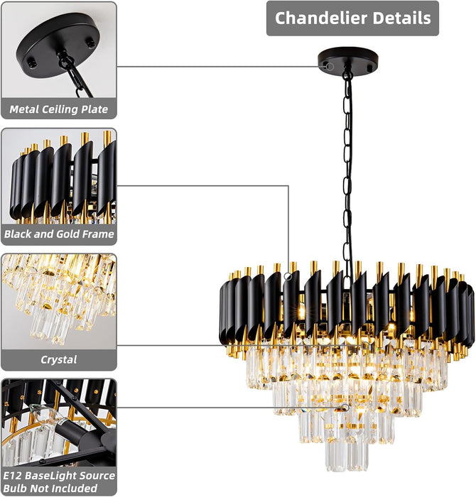 Crystal Chandelier Twenty Inch Round Goldtone Pendant