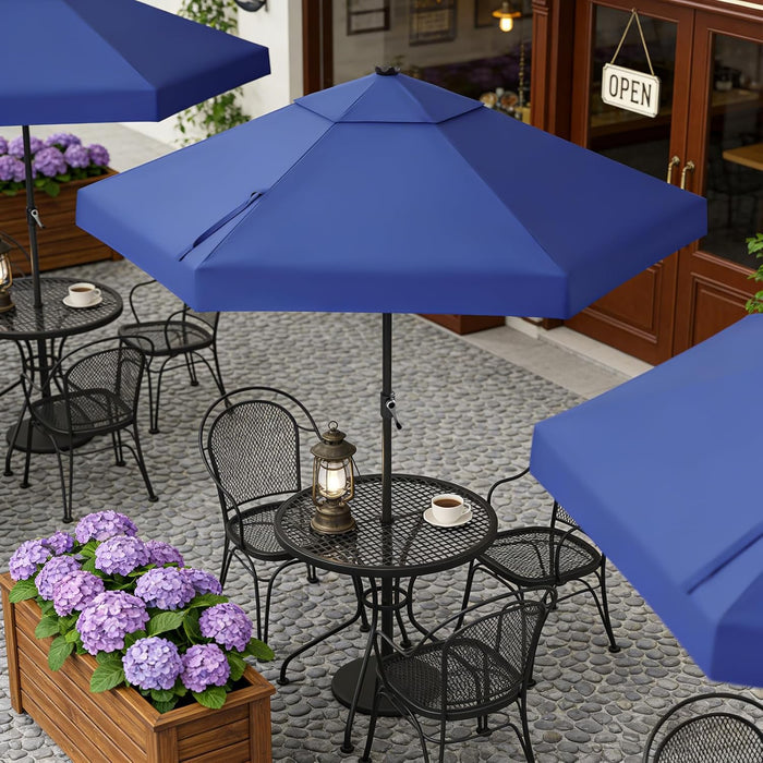 CROWN SHADES 9Ft Patio Umbrella Olefin Slot-Lock Double-Layer Design